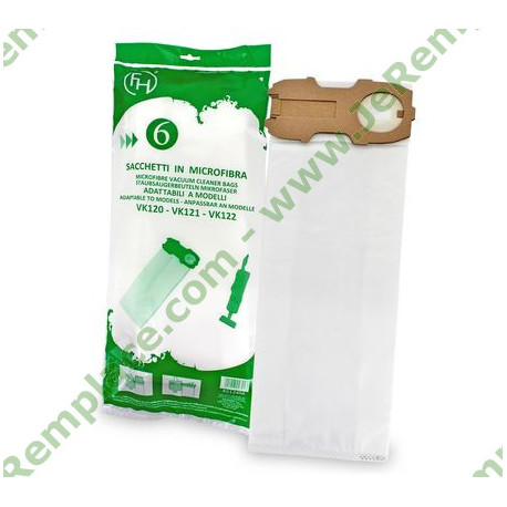 Boite de 6 sacs aspirateur en microfibre pour aspirateur Vorwerk VK120 à VK122