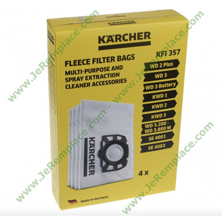 Sacs filtrants toison 2.863-314.0 pour aspirateur Karcher